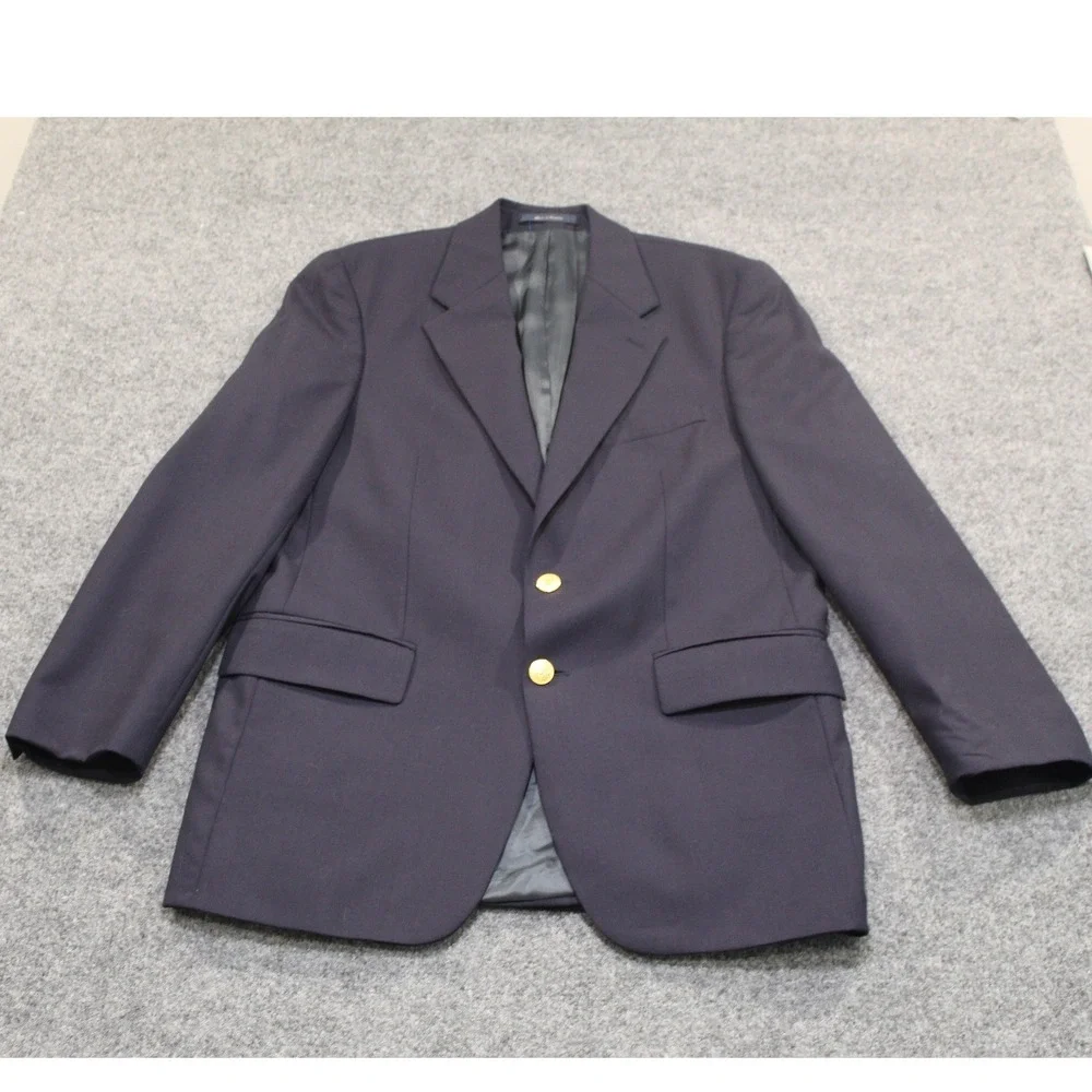 Vintage Chaps Ralph Lauren Mens Navy Blue 100% Wool‎ Blazer Gold Buttons 39R